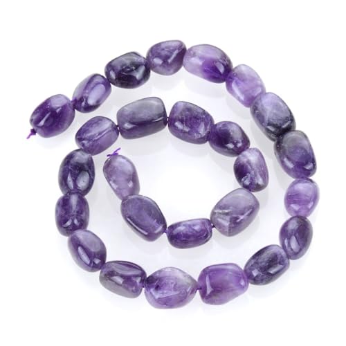 Adabele 45 Inch Natural Purple Amethyst Crystal Gemstone Tumbled Round Nugget Loose Beads 10mm-13mm Gem Stone Spacer for Craft Jewelry Making GZ4-9 - color: Amethyst, size: 45 Inch/3 Strands