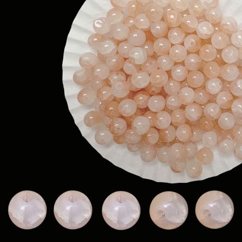8mm Crackle Glass Beads for Jewelry Making, 700Pcs Round Crystal Beads for Bracelets, DIY Crafts (Orange Crackle) - color: Orange Crackle