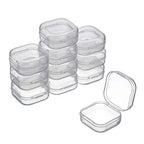 SATINIOR 12 Pack Clear Plastic Beads Storage Containers Box with Hinged Lid for Beads and More (1.38 x 1.38 x 0.71 Inch) - size: 1.38 x 1.38 x 0.71 Inch