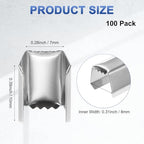 M METERXITY 100-Pack Fold Over Crimp End Caps, 0.4 x 0.3in/ 10 x 7mm Crimp Fasteners Ribbon Ends with Clamps for Jewelry Making/Leather Decor/DIY/Bracelets, Belt Buckle End Tip [Silver] - size: 0.4 x 0.3in/10 x 7mm