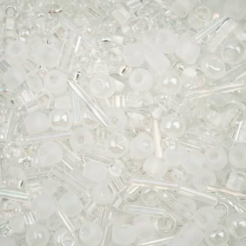 50g John Bead Bead Bar Assorted Crystal and Crystal AB Mix Czech Glass Seed Beads for DIY Crafts Jewelry Friendship Bracelet Necklace Earrings Phonecharm Making - color: Crystal and Crystal AB Assorted Mix