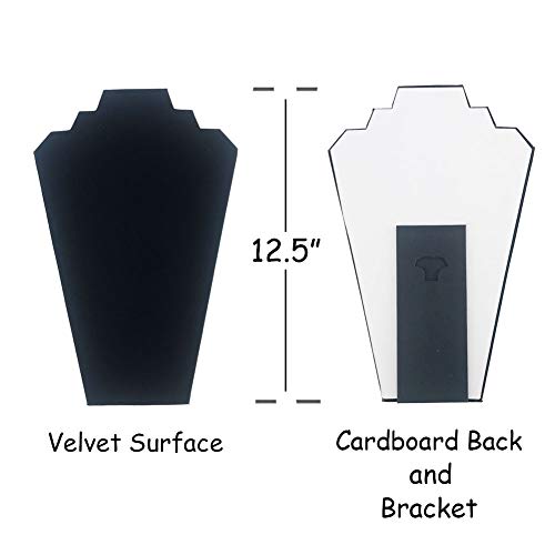 12pcs Necklace Display for Selling, 12.5" Jewelry Display Stand, Necklace Display Stands for Vendors, Black Velvet Foldable Necklace Bust