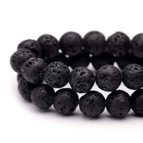 HAAMIIQII 60pcs 6mm Natural Black Lava Stone Beads Round Loose Gemstone Beads for Jewelry Making Strand 15 Inch - color: Black Volcanic Lava, size: 6mm 60pcs