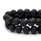 HAAMIIQII 35pcs 10mm Natural Black Lava Stone Beads Round Loose Gemstone Beads for Jewelry Making Strand 15 Inch - color: Black Volcanic Lava, size: 10mm 35pcs
