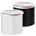 Bracelet String, Paxcoo 2 Rolls Elastic Stretchy Bead String Cord for Clay Beads Kandi Pony Beads Bracelets Jewelry Making (0.5 MM, Crystal & Black) - size: 0.5MM, style: Black & Crystal