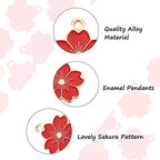 Beadthoven 100pcs Enamel Charms Cherry Blossom Daisy Flower Pendants Gold Plated Small Cute Bulk for Jewelry Making Bracelet Necklace Earrings Keychain DIY Accessories - color: Sakura Flower-Red