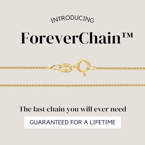 KISPER Italian 18K Gold Plated 925 Sterling Silver Diamond Cut Box Link Chain Necklace – for Women & Men with Spring Ring Clasp – Made in Italy - size: 18 inches