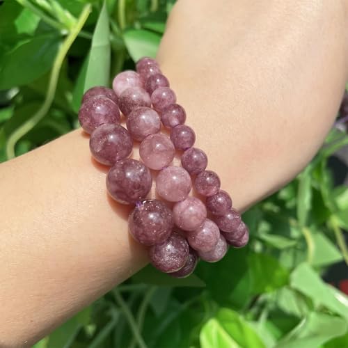 About 35pcs 10mm Natural Stone Beads Lepidolite Beads Crystal Gemstone for Jewelry Making, DIY Bracelet Necklace - color: Lepidolite, size: 10mm
