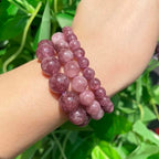 About 35pcs 10mm Natural Stone Beads Lepidolite Beads Crystal Gemstone for Jewelry Making, DIY Bracelet Necklace - color: Lepidolite, size: 10mm