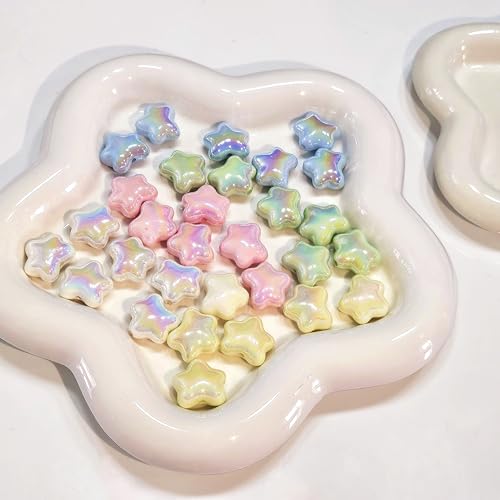 30 Pcs Candy Color Acrylic Beads, Colorful Hand-Painted Beads, Cute Plastic Loose Beads,DIY Hairpin Bracelet Cell Phone Jewelry Car Hanging Accessories, DIY Decorations Materials (Star) - color: Ice Cream