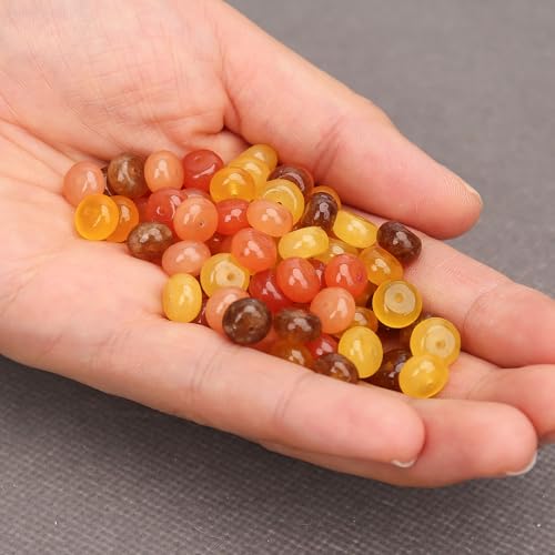 BONNY BOXX 1 Strand Natural 5 * 8mm Yellow Shade Rondelle Beads, Natural Abacus Disk Stone Beads Loose Spacer Gemstone for DIY Bracelet Necklace Jewelry Making - color: Yellow Shade, size: 5*8MM