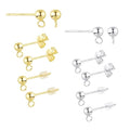 50PCS 14K Gold and Silver Ball Earring Posts Hypoallergenic Earring Studs Ball Ear Pin with 925 Sterling Silver Post for DIY Jewelry Making Findings - color: B Style -14K Gold and Silver Smooth Ball
