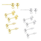 50PCS 14K Gold and Silver Ball Earring Posts Hypoallergenic Earring Studs Ball Ear Pin with 925 Sterling Silver Post for DIY Jewelry Making Findings - color: B Style -14K Gold and Silver Smooth Ball