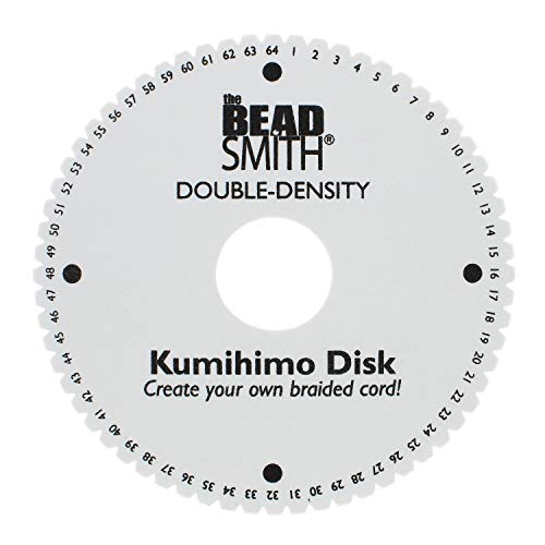 The Beadsmith Round Kumihimo Disk, 6 inch Diameter, 0.75” (20mm) Thick Double Dense Foam, 64 Numbered Slots, Jewelry Tools for Braiding