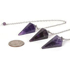 Justinstones Natural Dark Amethyst Gemstone Rock Crystal Hexagonal Pointed Reiki Chakra Pendant Pendulum - color: Dark Amethyst