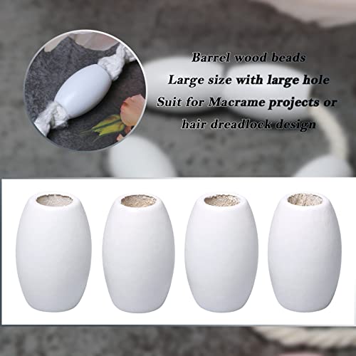 Large Oval Wooden Beads White- 20x30mm- 40 Beads- Hole 10mm- Quality Wooden Beads for Macrame Project/Garlands Making - color: 30x20mm, White#40pcs
