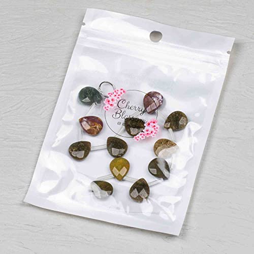 Cherry Blossom Beads Ocean Jasper Beads 12x15mm Faceted Top-Drilled Teardrop - 12 pcs/ 8 Inch Strand - color: Ocean Jasper