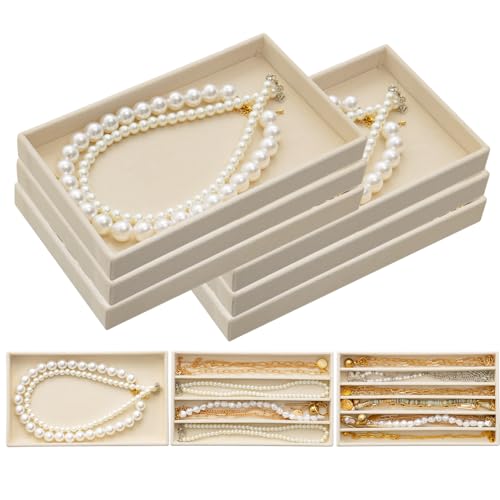 SPAKOWN Jewelry Organizer Trays for Necklace, Velvet Necklace Tray Necklace Displays for Selling Chains Showcase Storage Organizer (Beige) - color: Beige