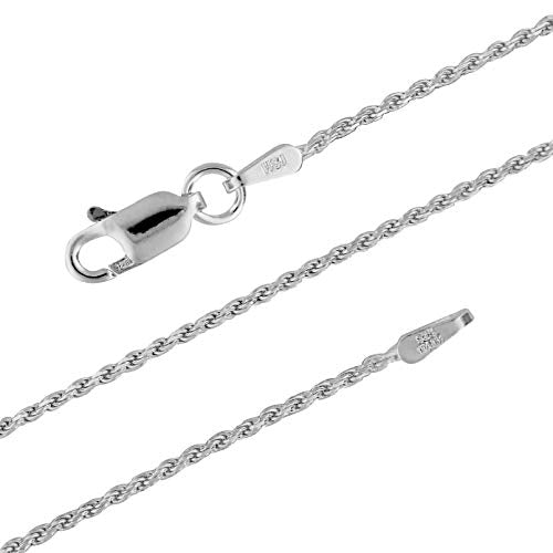 Hawaiian Silver Jewelry 925 Sterling Silver 1.1mm Diamond-Cut Rope Chain Necklace, Silver Necklace for Women, Nickel-Free, Made in Italy