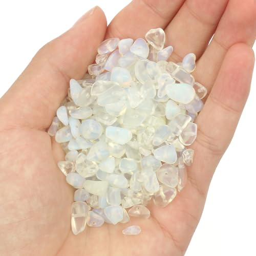 30in White Opalite Natural Chip Stone Beads 5-8mm About 230pcs, Irregular Drilled Translucent White Bead for Bracelets Jewelry Making Supplies for Adults, DIY Crafts. - color: Opalite