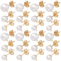 1 Box 120Pcs Hypoallergenic Pearl Earring Posts Pearl Earring Stud Findings with Loop Butterfly Back and Imitation Beads Gold Ear Studs Finding for Jewelry Making DIY Crafts Supplies Women - color: Light Gold