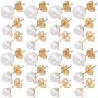 1 Box 120Pcs Hypoallergenic Pearl Earring Posts Pearl Earring Stud Findings with Loop Butterfly Back and Imitation Beads Gold Ear Studs Finding for Jewelry Making DIY Crafts Supplies Women - color: Light Gold