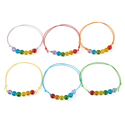 Elecrelive Glass Round Beaded Bracelet Set Clay Beaded Bracelets Stretch Bracelets - color: Colorful