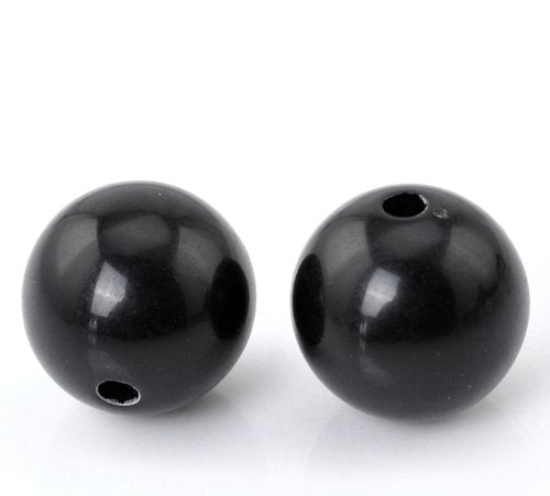 200 Round Black and White Acrylic Beads 14mm Diameter with 2.4mm Hole - color: Black and White, size: 14mm