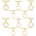 PH PandaHall 18K Gold Jewelry Clasps, Hollow Toggle Clasps Oval T-Bar Links Bracelet Closure Hook Fastener IQ End Connectors for Necklace Jewelry Making, 10 Sets - color: 5 Styles