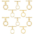 PH PandaHall 18K Gold Jewelry Clasps, Hollow Toggle Clasps Oval T-Bar Links Bracelet Closure Hook Fastener IQ End Connectors for Necklace Jewelry Making, 10 Sets - color: 5 Styles