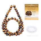 Natural Stone Beads Round Genuine Real Stone Beading Strand Loose Gemstones DIY Smooth Bead for Bracelet Necklace Earrings Jewelry Making (Yellow Tiger's Eye, 8mm 45 Pieces) - color: Yellow Tiger's Eye, size: 8mm 45pcs
