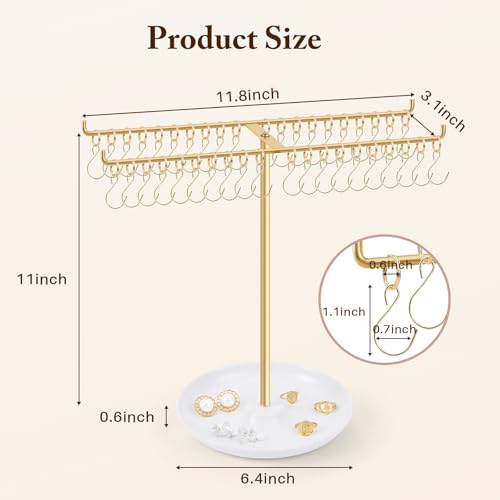 OAOLEER Bracelet Holder Organizer,2 Tier Jewelry Stands and Displays with 40 Movable Hooks Gold Bracelet Stand Jewelry Rack for Necklaces Bangles