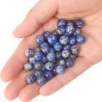 70PCS Natural 8MM Healing Gemstone, Lapis Lazuli Energy Stone Round Loose Beads, Semi-Precious Crystal Beads with Free Elastic String for Jewelry Making DIY - color: Lapis Lazuli