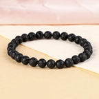 LPBeads Handmade Natural Gemstone Stretch Elastic Bracelet Healing Crystal Round Stone Beads Jewelry Gifts for Women Men - color: Black Lava, size: 6mm