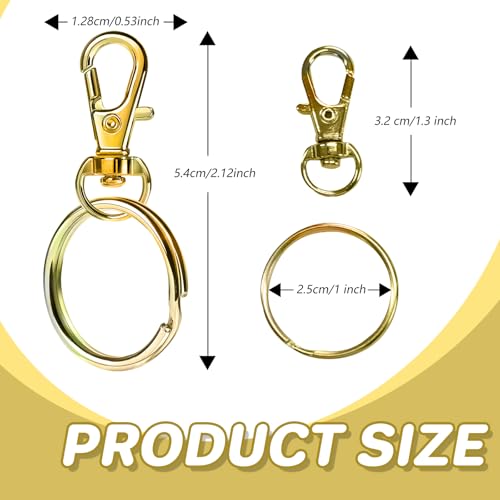 Keychain, 68PCS Swivel Snap Hooks with Key Rings, Metal Lobster Claw Clasp,34PCS Keychains Clips Hooks and 34PCS Key Chain Rings,Keychain Rings for DIY Crafts,Jewelry Making (Gold) - color: gold