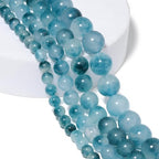 Stone Beads, 60pcs Aquamarine, 6mm Round Loose Beads for Jewelry Making, Bracelets, with Gift Bag, Elastic String & Size Card - color: Aquamarine, size: 6mm