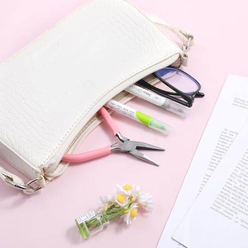 2 Pcs Chain Nose Pliers For Jewelry Making, 4.5 Inch Flat Nose Jewelry Pliers Precision Small Craft Plier for Jewellery Repair, Wire Bending, Object Grasping (Blue Pink) - color: Blue, Pink