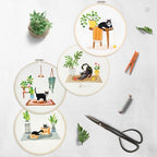 Bonroy 4 Sets Embroidery Set for Beginners, Art Craft, Easy Sewing, Includes Embroidery Clothing, Pattern, Embroidery Hoop, Instruction Manual, Colorful Thread Stitch Set (Cat) - color: Cat