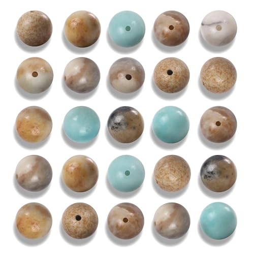 100Pcs 8mm Natural Smooth Amazonite Gemstone Beads Round Loose Stone Beads for Jewerly Making with Crystal Stretch Cord - color: Amazonite Gemstone, size: 8mm