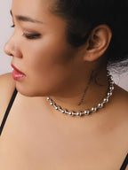 Sacina Y2k Aesthetic Emo Beaded Ball Chain Necklace, Gothic Punk Grunge Necklace, Christmas Jewelry Gift - color: Silver, size: 16 in