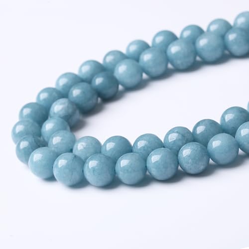 Blue Chalcedony Beads Gemstone Round Crystal Energy Jade Stone Beads for Jewelry Making DIY Bracelet Necklace 1 Strand 15.5inch 60PCS 6MM - color: Blue chalcedony, size: 6MM