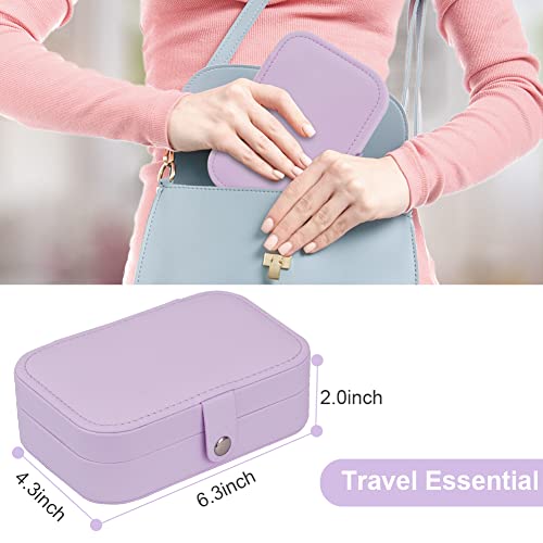 jiemei Jewelry Box, Travel Jewelry Organizer Cases with Doubel Layer for Women’s Necklace Earrings Rings and Travel Accessories (Purple) - color: Purple