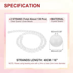 PATIKIL 6 mm Natural Clear Quartz Loose Beads, 2 Strands Crystal Round Stone Strand Beads Gemstone Loose Bead Spacer Beads for Jewelry Making DIY Necklace Bracelet, White - color: White, size: 6 mm