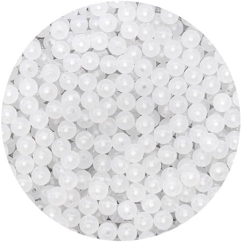 BONNY BOXX 1000PCs 6MM Jelly White Acrylic Round Beads, Smooth Transparent Acrylic Balls, Plastic Resin Gumball Bubblegum Chunky Beads for Necklace & Bracelet Making, Crafting Supplies - color: Jelly White, size: 6MM