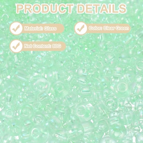 MECCANIXITY 15/0 11/0 8/0 6/0 Glass Seed Beads 1.5mm/2mm/3mm/4mm Loose Seed Beads for Jewelry Earring Bracelet Craft Making, 5888PCS, Clear Green - color: Clear Green