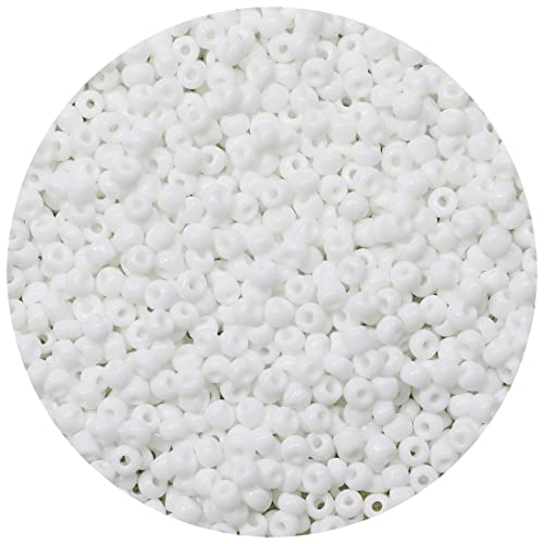 Bala&Fillic White Color 4mm Seed Beads About 1200pcs/100Grams in Bag, 6/0 Glass Craft Beads for Making Bracelet and Necklace (White) - color: White -4mm