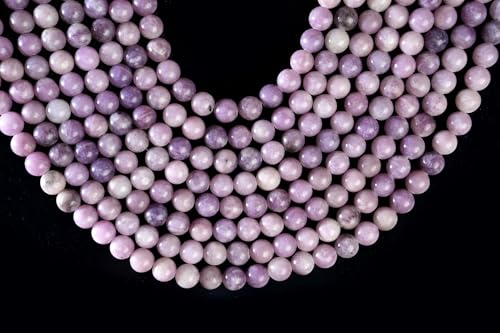 Natural Lepidolite Beads - Smooth Round Gemstone String for Jewelry Making | Available in 4/6/8/10 MM | Perfect for Crafting Unique Design - size: 6 MM