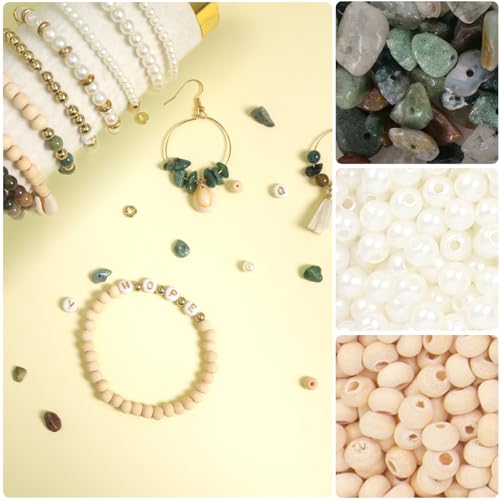 TOIPINIO Bracelet Making Kit Jewelry Making Supplies Kit Natural Stone Beads for Irregular Natural Stone with for DIY Craft -1736 PCS Friendship Bracelet/Necklace/Earrings for Adults (Indian Jasper) - color: Indian Jasper