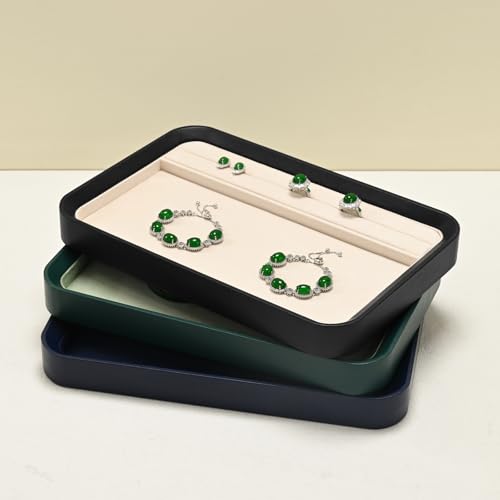 Oirlv Jewelry Display Tray for Vendors Velvet Jewelry Tray with Compartments for Rings and Bracelets(Beige) - color: Beige P21603