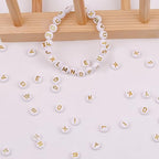 300Pcs Letter Beads N 4X7mm Gold Alphabet Beads Acrylic Round Shape Loose Beads for Name Bracelets Necklaces Key Chains DIY Jewelry Making (N) - color: Gold, size: N